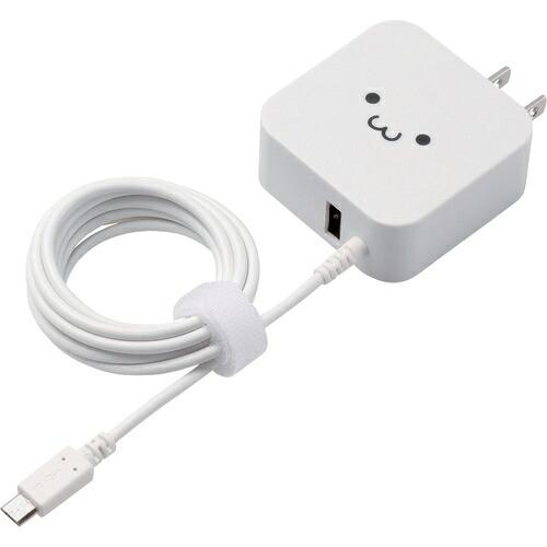 ELECOM AC充電器(microBケーブル+USBポート/2.4A) 1.5m ホワイトフェイス...
