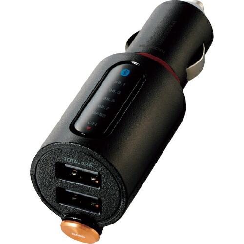 ELECOM Bluetooth(R)FMトランスミッター(3.4A/2ポート/重低音) ( LAT...