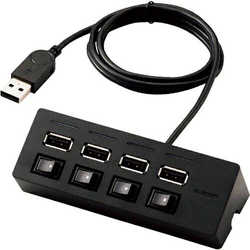 ELECOM 機能主義USBハブ スイッチ付き4ポート ( U2H-TZS428BBK )