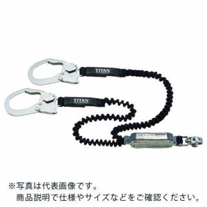 タイタン EXJ伸縮ストラップ式 タイプ1ランヤード ブラック/ブラック ダブル (墜落制止用器具) ( HL-EBW ) サンコー(株)｜orangetool