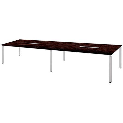 NAIKI ミーティングテーブル(配線付 ウエイク WK型/天板:ダークウォールナット 脚:シルバー...