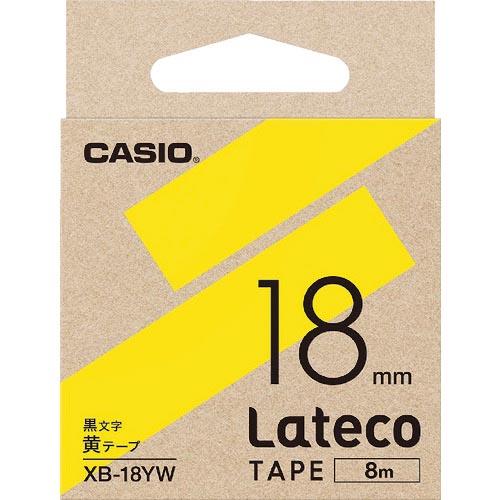カシオ ラテコ(Lateco)専用詰め替えテープ 18mm 黄テープに黒文字 ( XB18YW ) ...