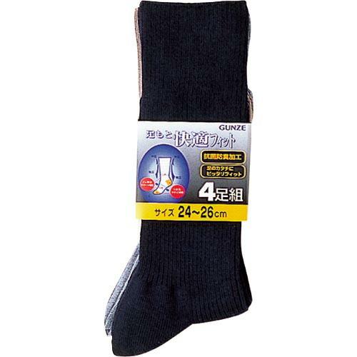 【SALE価格】GUNZE 足もと快適フィット4足組ソックス27アソート ( 04034-27-4P...