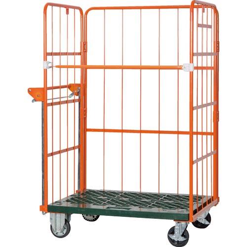TRUSCO ハンドブレーキ付きカゴ車&quot;オレンジテナーオートブレーキ&quot; 1100X800XH1700...