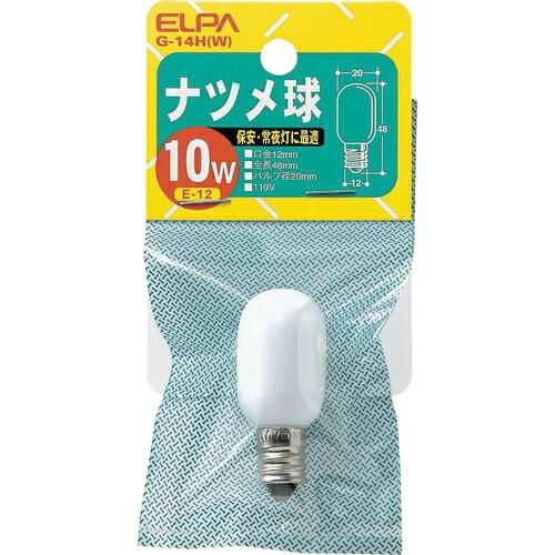 ELPA ナツメ球 E12 消費電力10W ホワイト ( G-14H(W) ) 朝日電器(株)