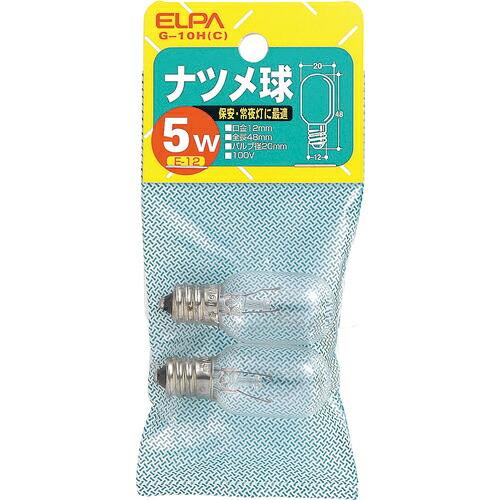 ELPA ナツメ球 E12 消費電力5W クリア 2個入 ( G-10H(C) ) 朝日電器(株)
