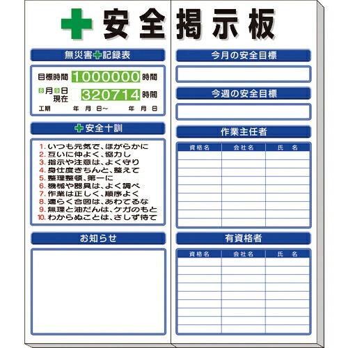 ユニット ◎安全掲示板(小)標準タイプ ( 313-94A ) ユニット(株) (メーカー取寄)