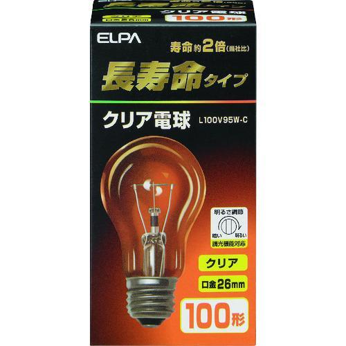 ELPA ( 朝日電器 )　クリア電球　長寿命　Ｅ２６　１００Ｗ形 (L100V95W-C)