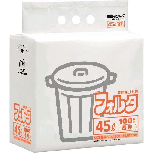 サニパック  環優包装フォルタ薄口 45L 透明 100枚 ( FU4C ) 日本サニパック(株)