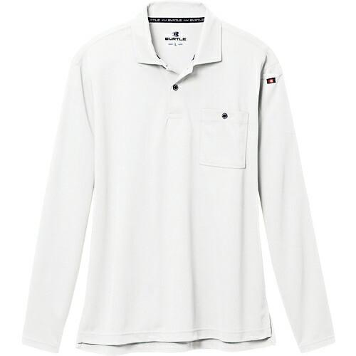 BURTLE 長袖ポロシャツホワイト  ( 665-29-L ) (株)バートル