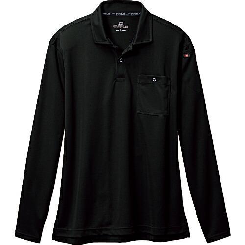 BURTLE 長袖ポロシャツブラック  ( 665-35-L ) (株)バートル