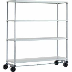TRUSCO スチールラック フェニックスラック 1500X450 4段 U車輪4輪S付 W色 抗菌粉体塗装 ( PER-5544-U125-B4-W ) トラスコ中山(株)｜orangetool
