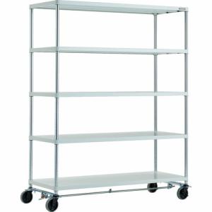 TRUSCO スチールラック フェニックスラック 1500X600 5段 U車輪4輪S付 W色 抗菌粉体塗装 ( PER-6565-U125-B4-W ) トラスコ中山(株)｜orangetool