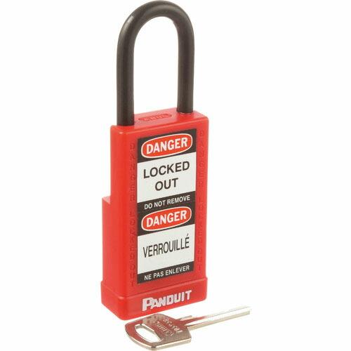 PANDUIT ロックアウト用非電導性パドロック ロングボディ 赤  ( PSL-8-LB ) パン...