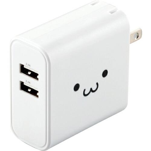 ELECOM AC充電器 24W USB Type-A(メス)2ポート ホワイトフェイス ( MPA...