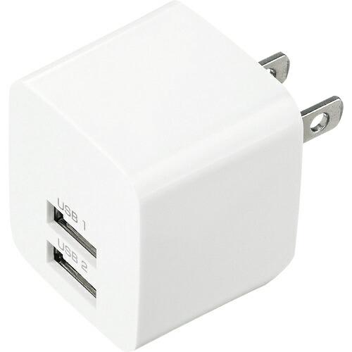 SANWA USB充電器(2ポート・合計2.4A・ホワイト) ( ACA-IP44W )