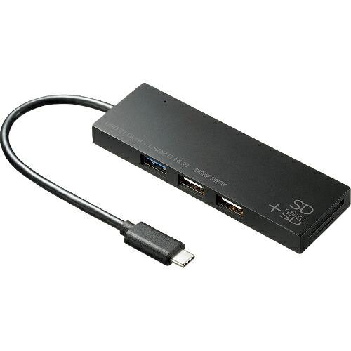 SANWA USB Type Cコンボハブ カードリーダー付き ( USB-3TCHC16BK )
