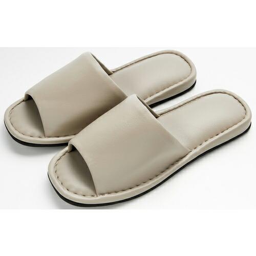 TRUSCO フェイクレザー前開きスリッパ フリーサイズ ベージュ ( FLSL-BE )