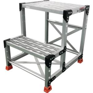 【SALE価格】TRUSCO 作業用踏台 アルミ製・グレーチング仕様 SUS金具 2段 高さ0.6m 天板500×400 ( TSFGR-256 ) トラスコ中山(株)｜orangetool