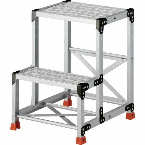 【SALE価格】TRUSCO 作業用踏台 アルミ製・グレーチング仕様 SUS金具 2段 高さ0.7m...