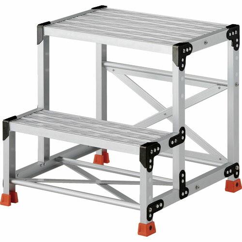 【SALE価格】TRUSCO 作業用踏台 アルミ製・グレーチング仕様 SUS金具 2段 高さ0.6m...