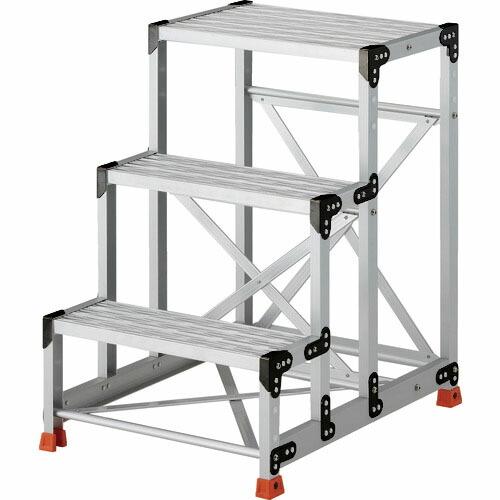 TRUSCO 作業用踏台 アルミ製・グレーチング仕様 SUS金具 3段 高さ0.9m 天板600×4...