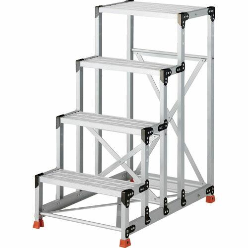 TRUSCO 作業用踏台 アルミ製・グレーチング仕様 SUS金具 4段 高さ1.2m 天板600×4...