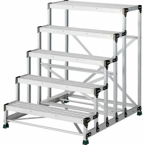 【SALE価格】TRUSCO 作業用踏台 アルミ製・グレーチング仕様 SUS金具 5段 高さ1.25...