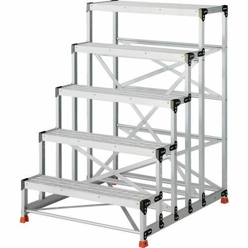 【SALE価格】TRUSCO 作業用踏台 アルミ製・グレーチング仕様 SUS金具 5段 高さ1.5m...