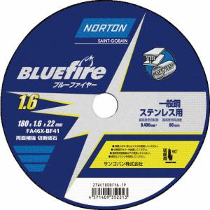 【SALE価格】NORTON 切断砥石 ブルーファイヤー 180×1.6mm ( 2TWC180BF161P )(10枚セット)サンゴバン(株)｜orangetool
