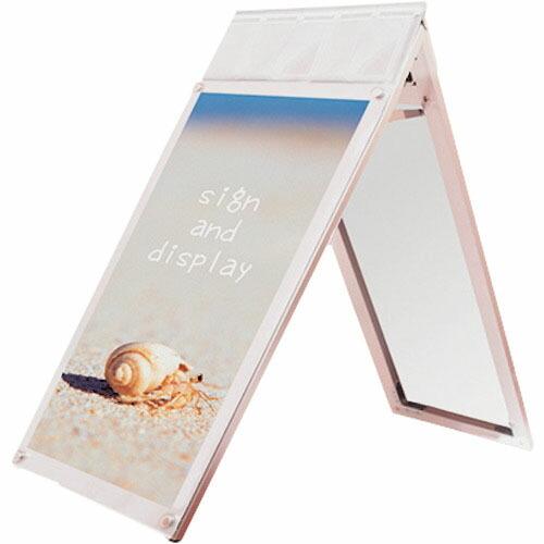 TOKISEI ポスター用スタンド看板マグネジ パンフレットケース付 A1ロウ両面ホワイト(屋内用)...