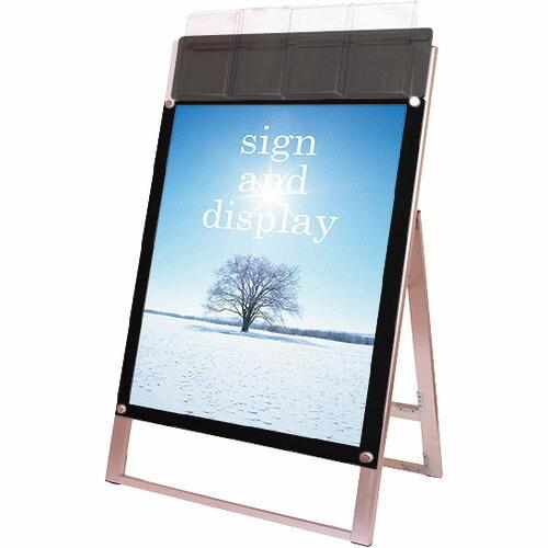 TOKISEI ポスター用スタンド看板マグネジ パンフレットケース付 B2片面ブラック(屋外用)  ...