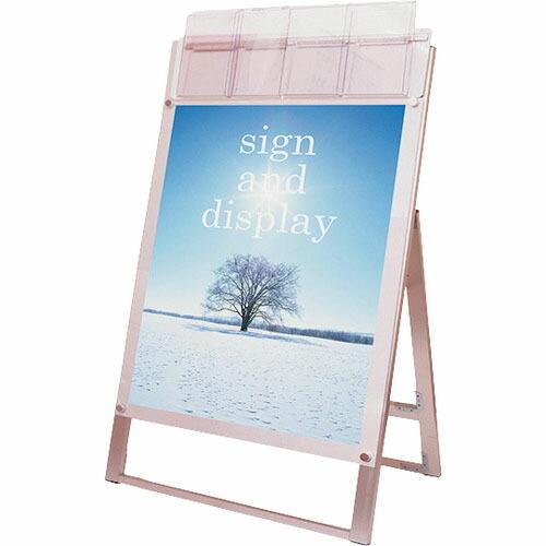 TOKISEI ポスター用スタンド看板マグネジ パンフレットケース付 B2片面ホワイト(屋外用)  ...