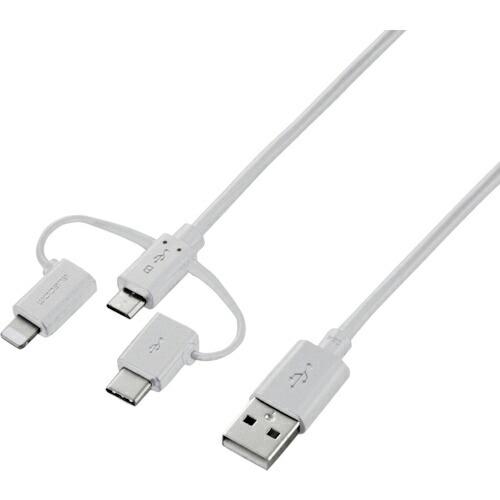 ELECOM スマートフォン用USBケーブル 3in1 microUSB+Type-C+Lightn...