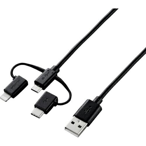 ELECOM スマートフォン用USBケーブル 3in1 microUSB+Type-C+Lightn...