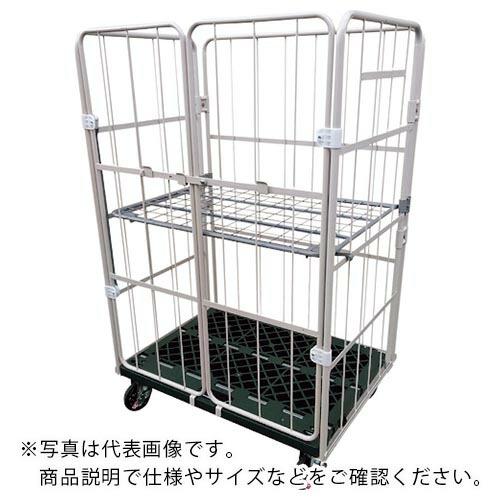 ＹＡＭＡＴＯ　カゴ車（鋼製）　跳ね上げ中間棚付コンビテナー　　床板プラスチック製　観音扉付 ( KR...