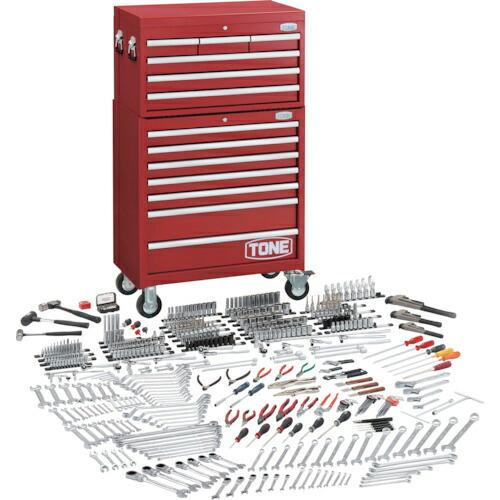TONE 整備用工具セット ワイドキャビネットセット レッド 間口861×奥行498×高さ1489m...