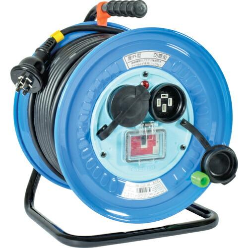 NICHIDO 電工ドラム 三相200V 防雨・防塵型 動力用 過負荷漏電保護兼用ブレーカー付 50...