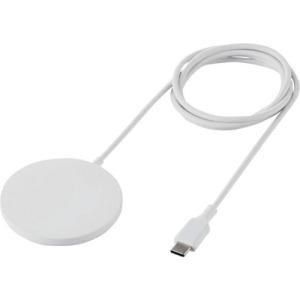 ELECOM ワイヤレス充電器 マグネット内蔵 7.5W 卓上 ケーブル一体 1m ホワイト ( W-MA02WH )｜orangetool