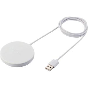 ELECOM ワイヤレス充電器 マグネット内蔵 5W 卓上 ケーブル一体 1m ホワイト ( W-MA01WH )｜orangetool