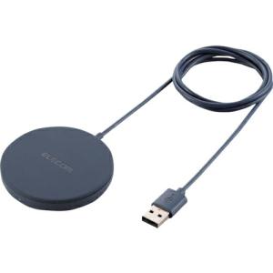 ELECOM ワイヤレス充電器 マグネット内蔵 5W 卓上 ケーブル一体 1m ネイビー ( W-MA01NV )｜orangetool