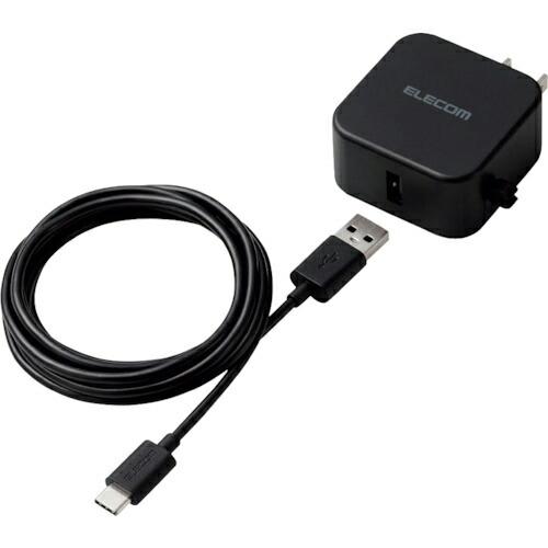 ELECOM AC充電器 2.4A出力 USB-C ケーブル同梱 1.5m USB-Aメス1ポート ...