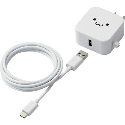 ELECOM AC充電器 2.4A出力 USB-C ケーブル同梱 1.5m USB-Aメス1ポート ...