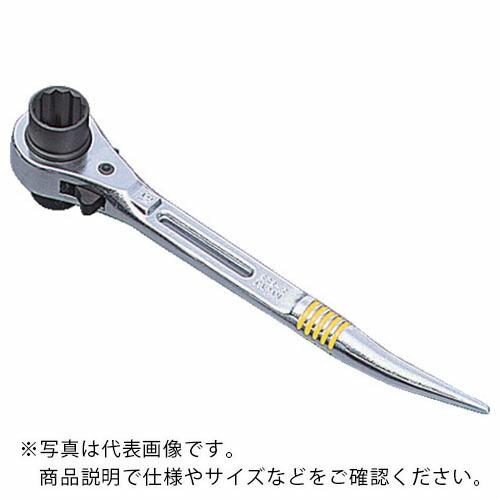 スーパー 曲がりしの付・両口ラチェットレンチ ショートタイプスライド穴付 呼び:17×21 全長:2...