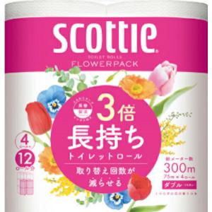 クレシア トイレットペーパー スコッティフラワーパック3倍長持ち4ロールダブル(22767/22775) ( 22749 ) 日本製紙クレシア(株)｜orangetool