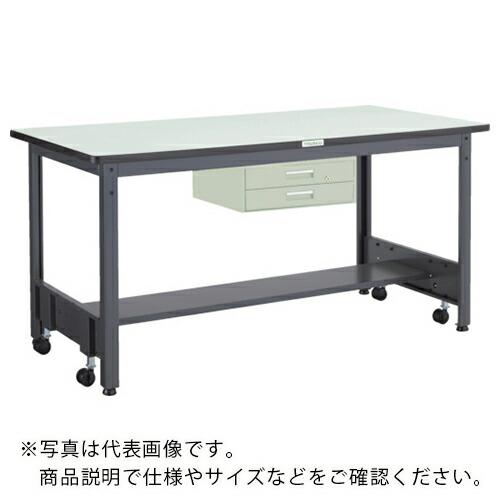 TRUSCO 中荷重作業台(500kg)CFW型 1500X900XH740 2段引出付 ダークグレ...