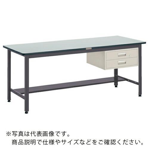TRUSCO 中荷重作業台(500kg)AEW型 1200X600XH740 2段引出付 ダークグレ...