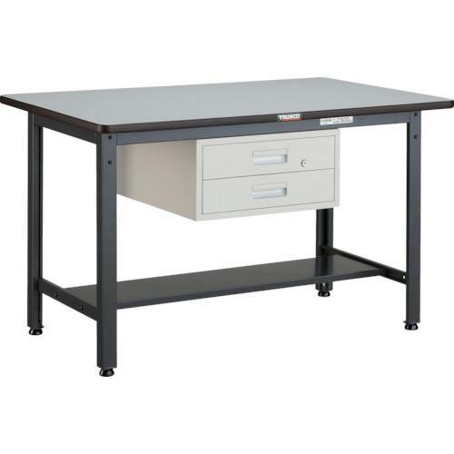 TRUSCO 中荷重作業台(500kg)AEW型 1200X750XH740 2段引出付 ダークグレ...