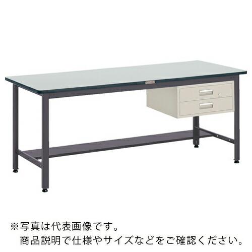 TRUSCO 中荷重作業台(500kg)AEW型 1500X900XH740 2段引出付 ダークグレ...