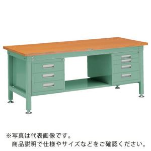 TRUSCO 中荷重作業台(1200kg)HW型 1500X750XH740 3段・4段引出付 グリーン色 緑 ( HW-1500D3・D4 GN(3.4ダンキャビネット) )｜orangetool